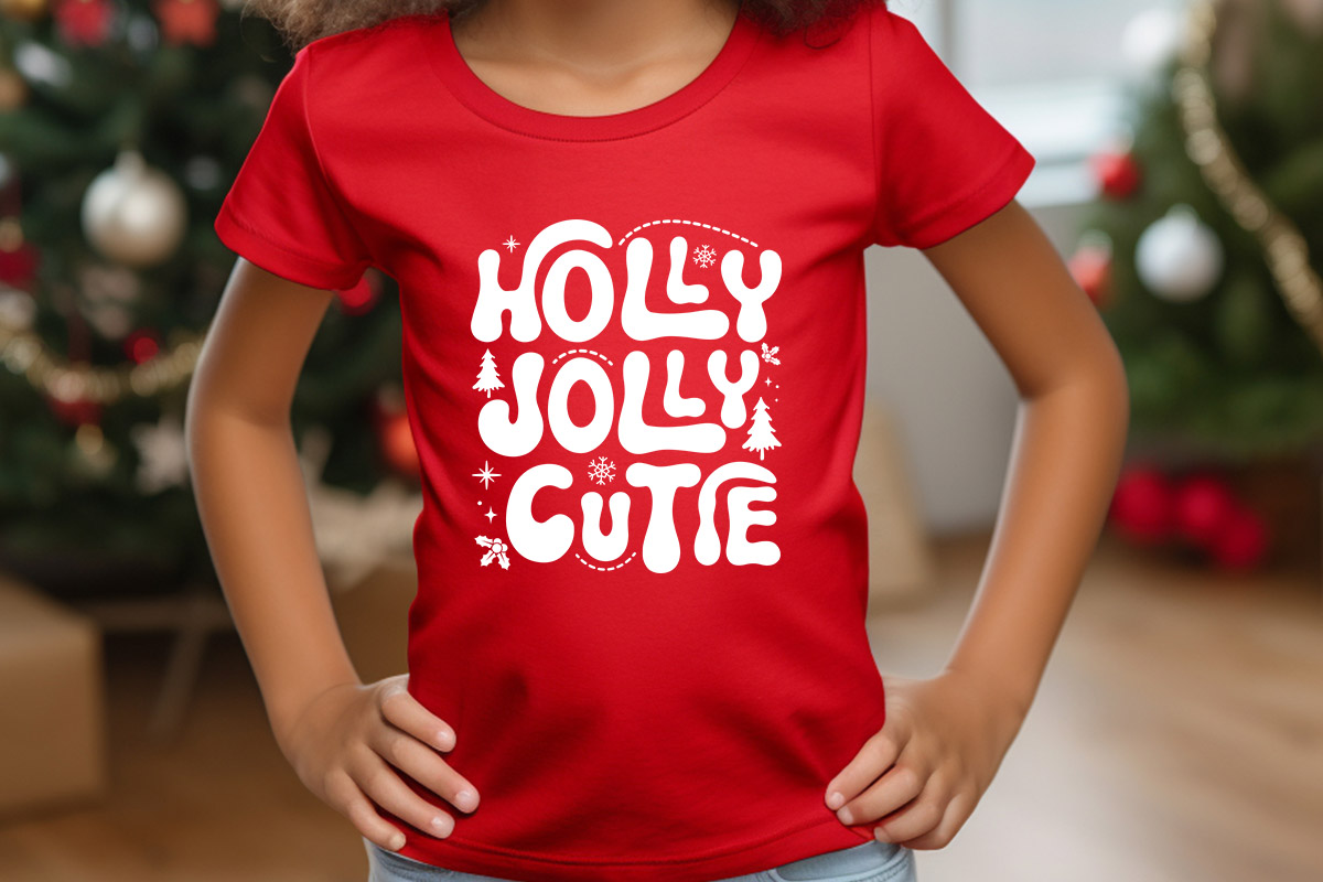 Holly Jolly Cutie - Kids Christmas SVG Tshirt Mockup image.jpg