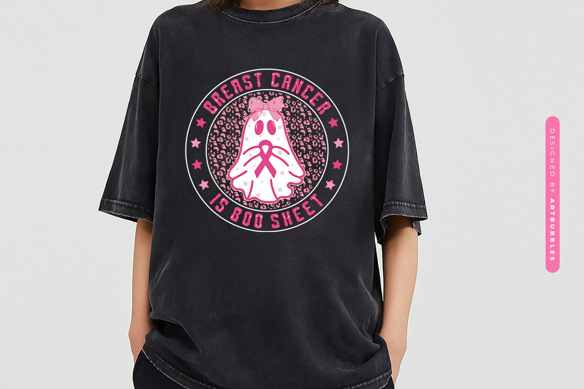 Breast Cancer is Boo Sheet Coquette Sublimation Tshirt Mockup Image.jpg