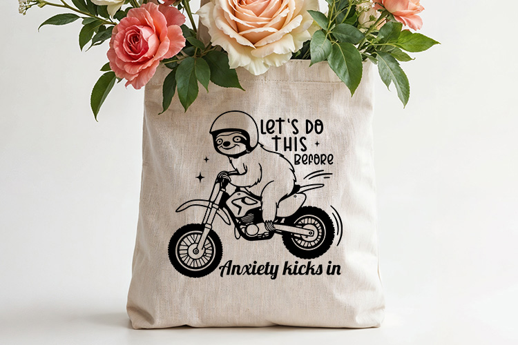 Let's Do This Before Anxiety Kicks in - Sarcastic Sloth SVG Tote Bag Mockup Image.jpg