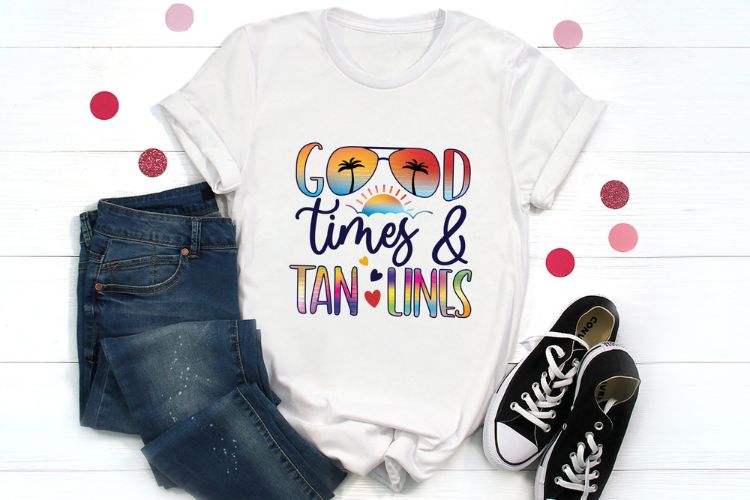 Good Times & Tan Lines - Summer PNG File Tshirt Mockup Image.jpg