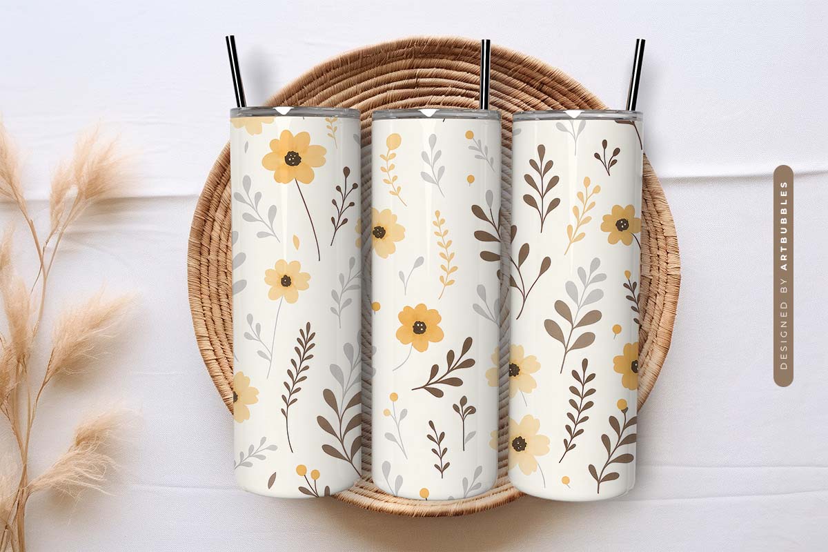 Boho Wild Flower Tumbler Wrap Sublimation