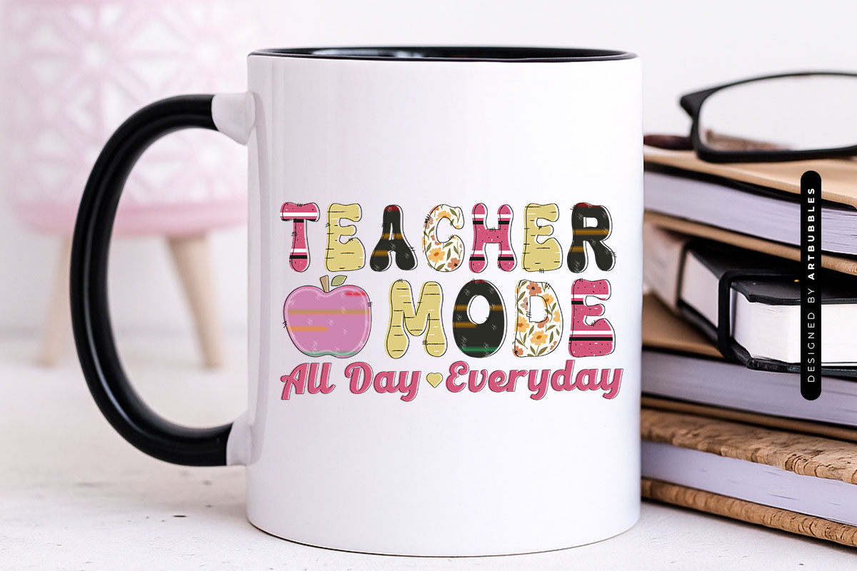Teacher Mode All Day Everyday Retro PNG Sublimation Mug Mockup Image.jpg