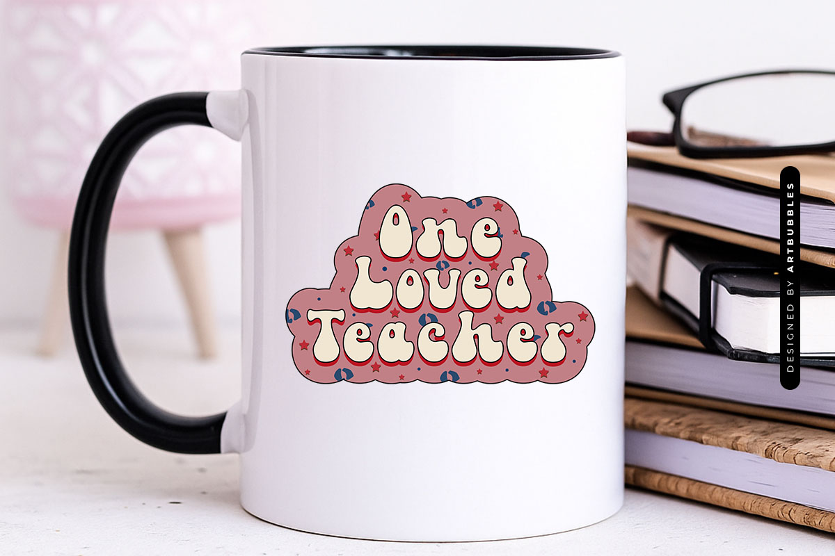 One Loved Teacher Retro Sublimation Print Mug Mockup Image.jpg