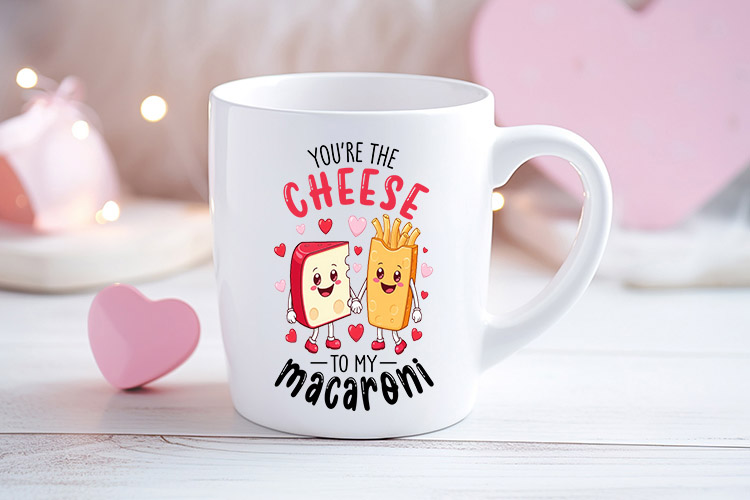 You're the Cheese to My Macaroni - Funny Valentine Food PNG Mug Mockup Image.jpg