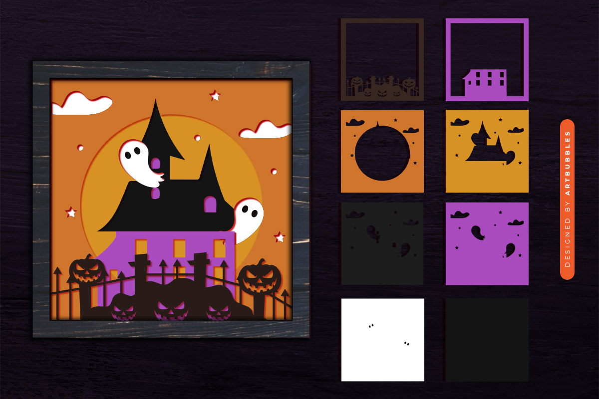 Spooky House Halloween Layered Shadow SVG File Image.jpg