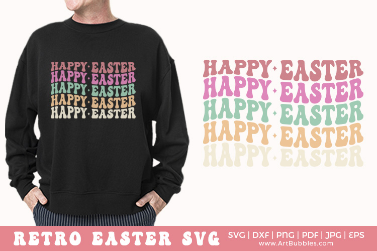 Happy Easter SVG, Retro Shirt, Free Preview 01.jpg