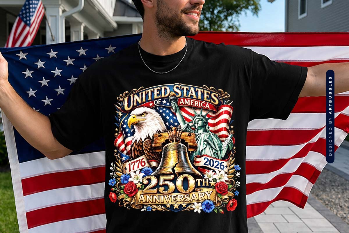 United States of America 250th Anniversary PNG Tshirt Mockup Image.jpg