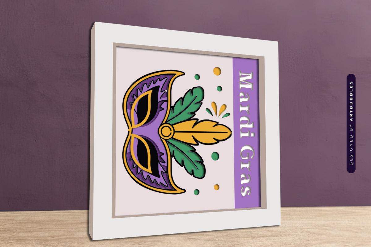 Mardi Gras 3D Shadow Box SVG Cut File