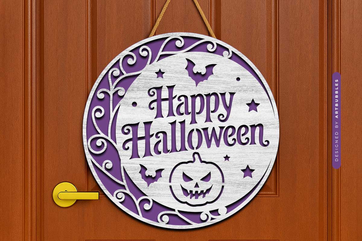 Happy Halloween Door Hanger SVG Laser Cut File Image 3.jpg