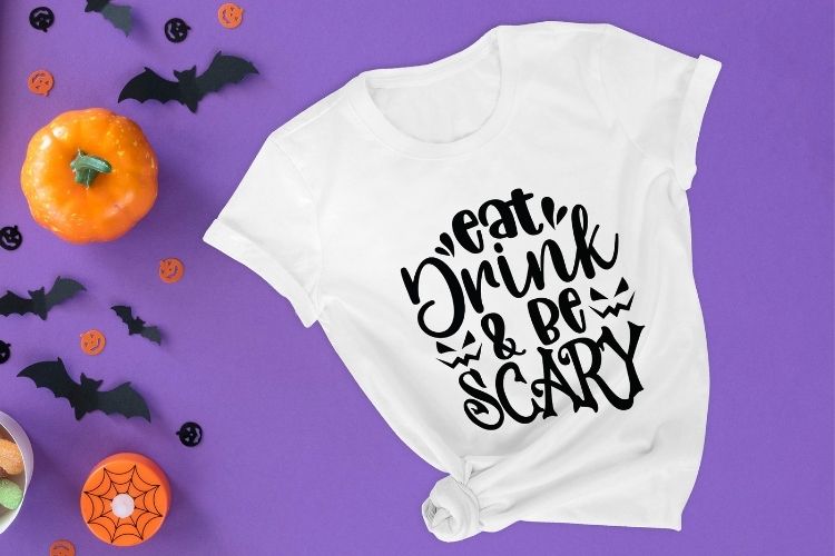 Eat Drink & Be Scary - Halloween SVG T-shirt Mockup Image.jpg