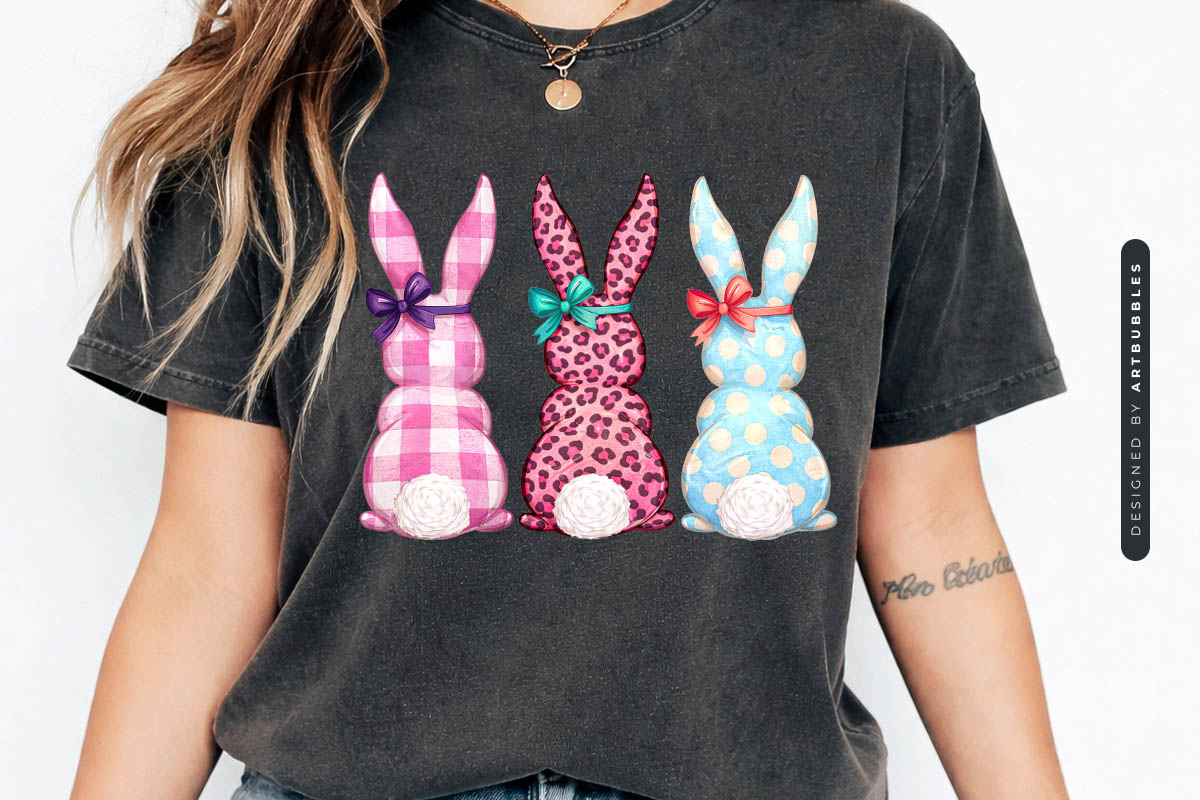 Coquette Easter Bunny Sublimation PNG t-shirt Mockup Image.jpg