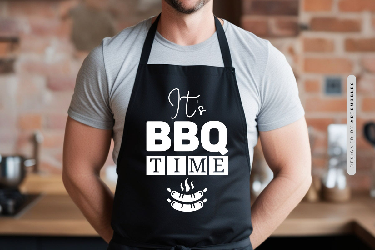 It's Bbq Time - Grilling Quote SVG Apron Mockup Image.jpg