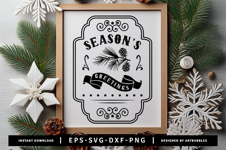 Seasons Greetings - Farmhouse Christmas Sign SVG Image.jpg