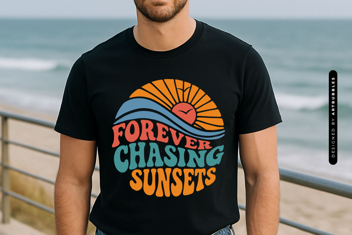 Forever Chasing Sunsets - Funny Summer SVG Tshirt Mockup Image.jpg
