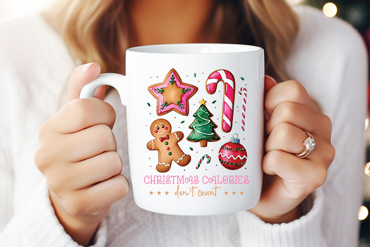 Pink Christmas Calories Don't Count PNG Sublimation Mug Mockup Image.jpg