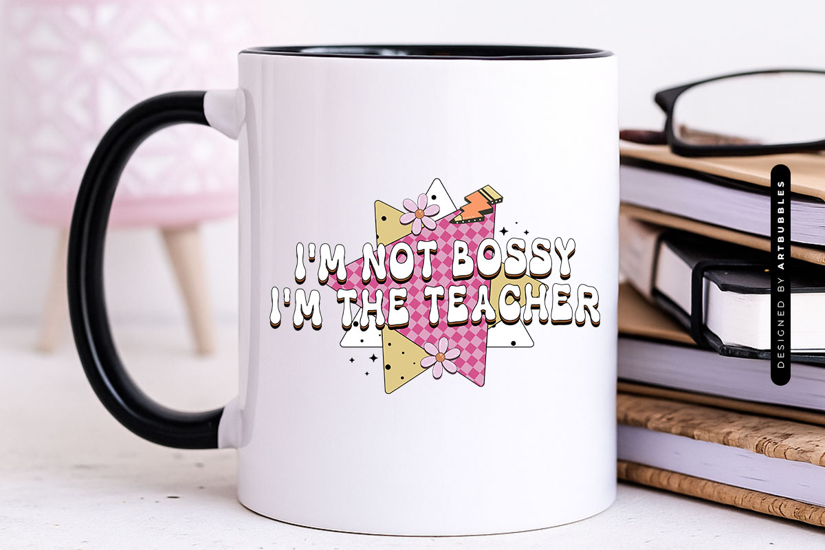 I'm Not Bossy I'm the Teacher Retro Sublimation Mug Mockup Image.jpg