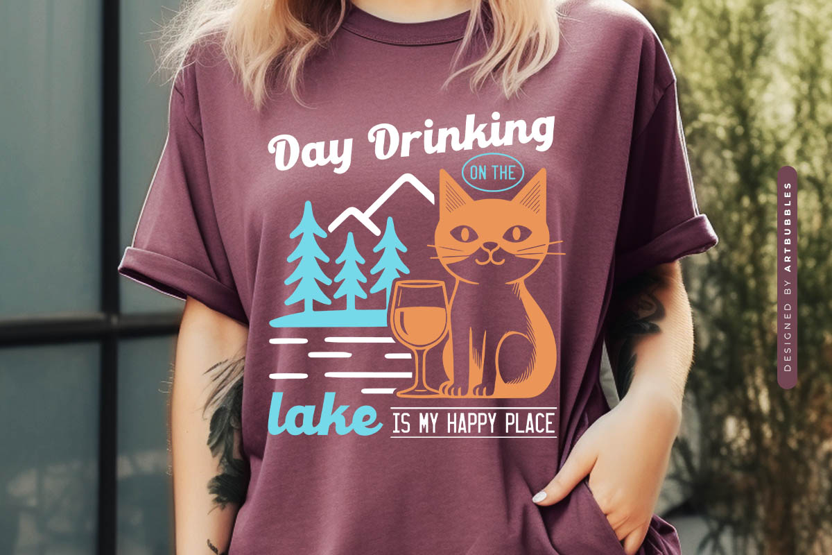 Day Drinking on the Lake is My Happy Place SVG Shirt Mockup Image.jpg