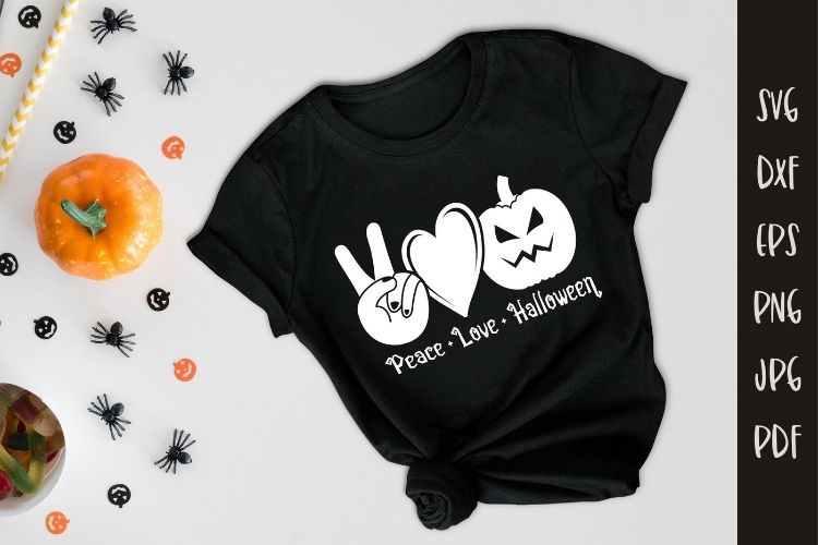 Peace Love Halloween SVG Vector Tshirt Mockup Image.jpg