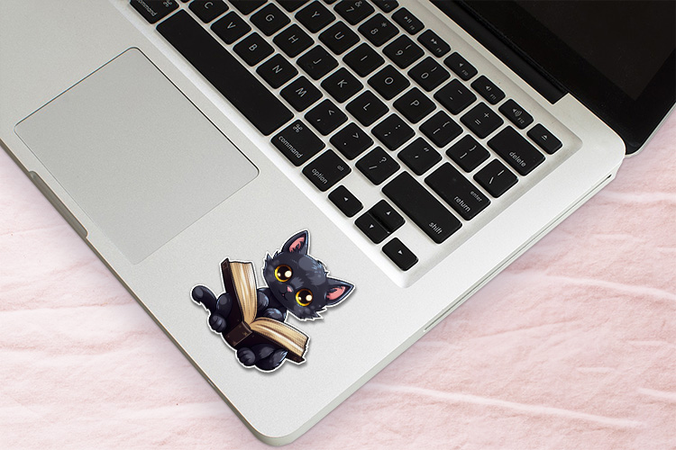 Cute Black Cat Reading Books Stickers Preview 03.jpg