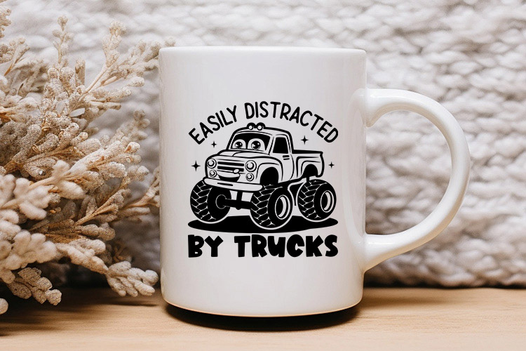 Easily Distracted By Monster Trucks SVG for Cricut Mug Mockup Image.jpg
