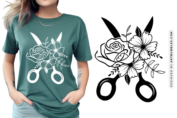 Cute Floral Medical Scissors Clipart SVG Cut File Image.jpg