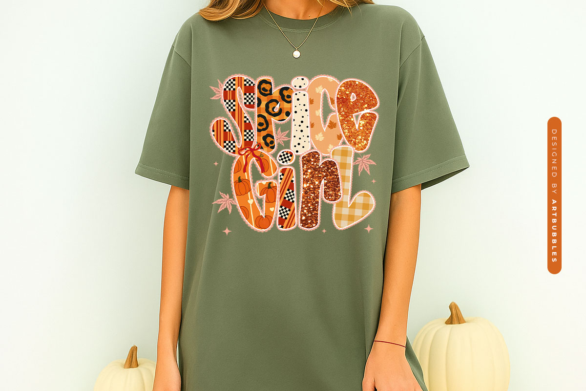 Spice Girl - Preppy Glitter Fall Sublimation Shirt Mockup image.jpg