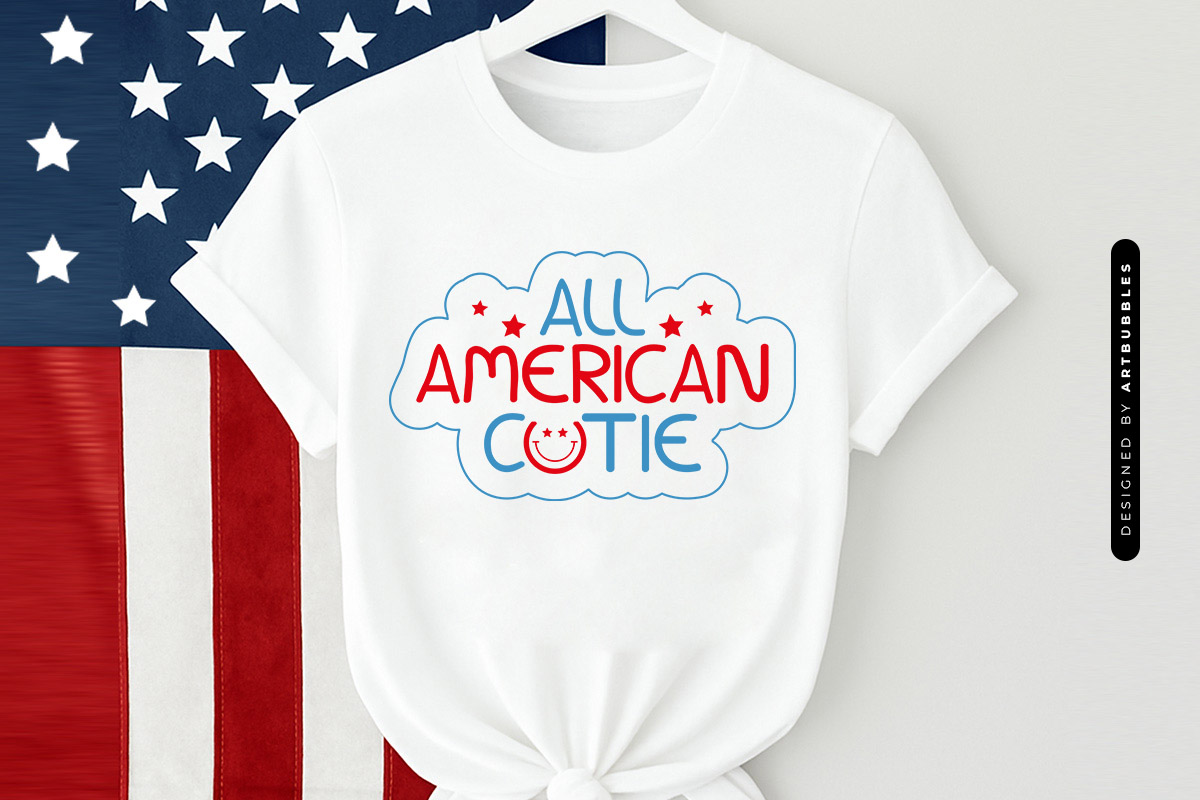 All American Cutie - 4th of July SVG Design Shirt Mockup Image.jpg