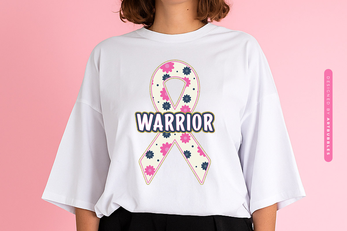Warrior - Breast Cancer Floral Ribbon Sublimation Sweatshirt Mockup Image.jpg