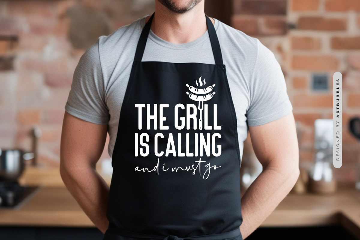 The Grill is Calling And I Must Go SVG Apron Mockup Image.jpg