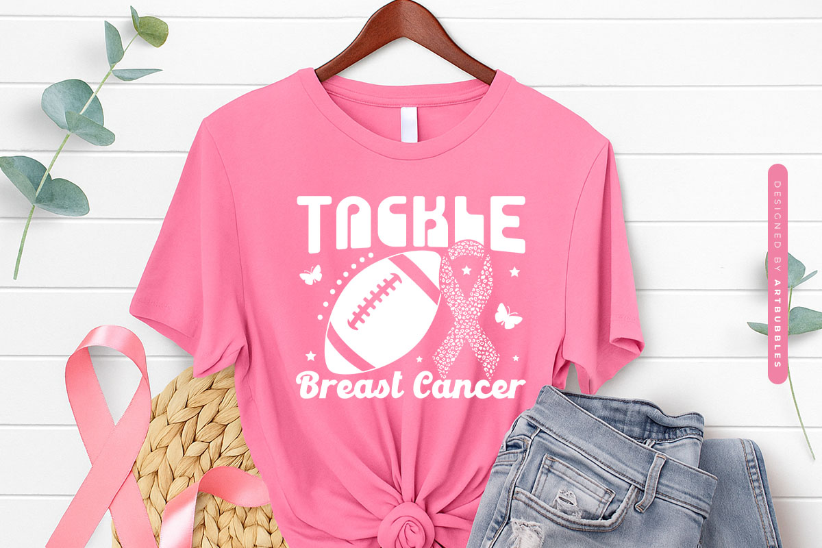 Tackle Breast Cancer Retro SVG Design T-shirt Mockup Image.jpg