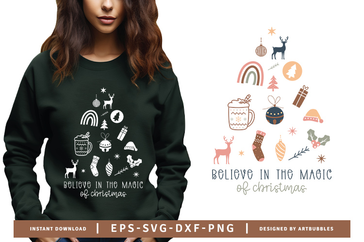 Boho Believe in the Magic of Christmas SVG File Image.jpg