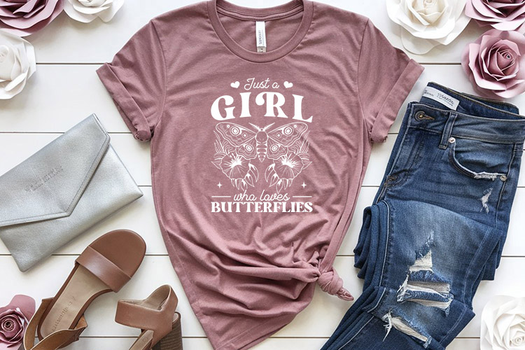 Just A Girl Who Loves Butterflies SVG File Shirt Mockup Image.jpg