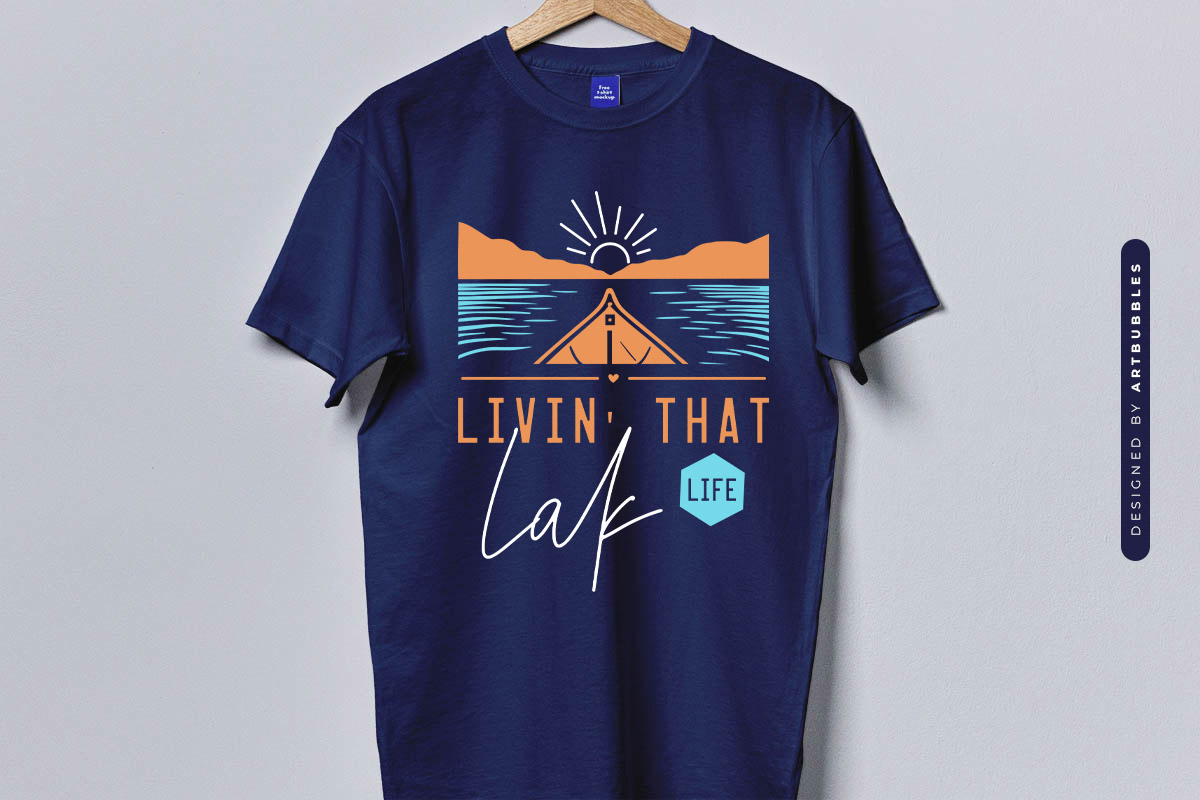 Livin That Lake Life SVG Cutting File Blue Shirt Mockup Image.jpg