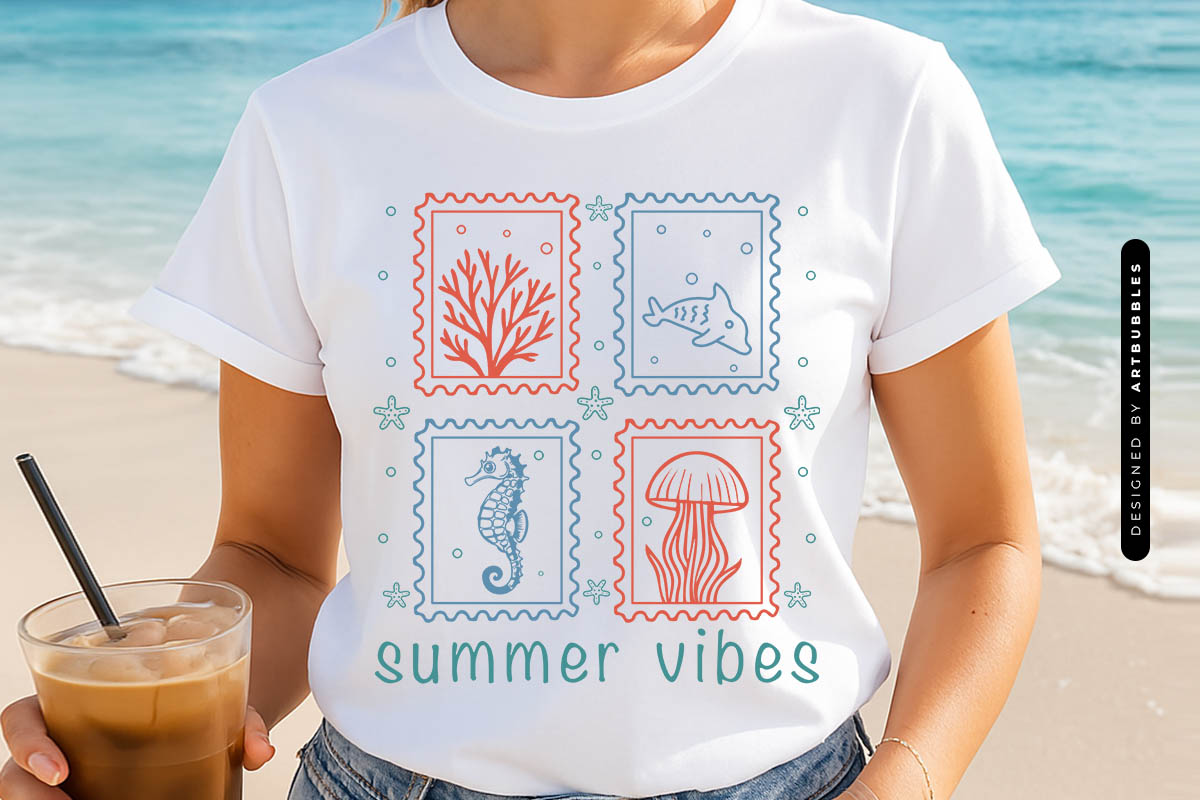Cute Summer Vibes SVG Design Shirt Mockup Image.jpg