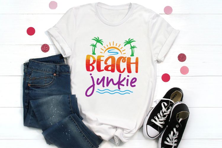 Beach Junkie - Sublimation Sublimation PNG Shirt Mockup Image.jpg