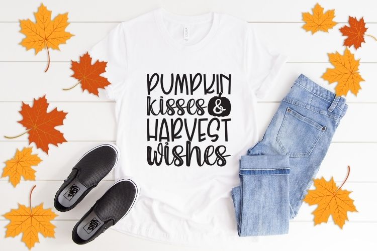 Pumpkin Kisses & Harvest Wishes - Fall SVG Tshirt Mockup Image.jpg