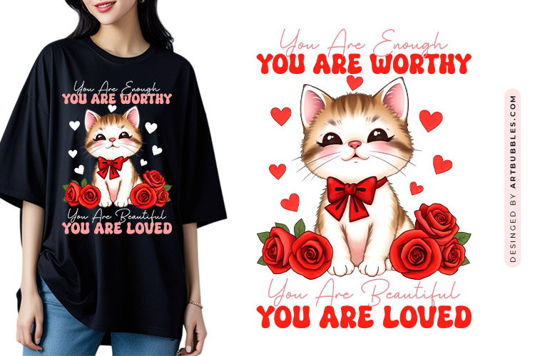 You Are Enough Worthy Loved - Coquette Valentine Sublimation