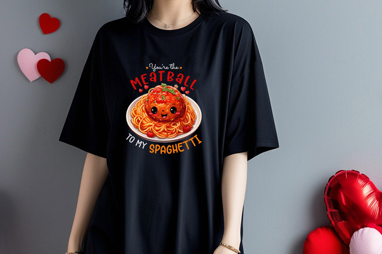 Valentines Day Food Funny PNG Sublimation Black Shirt Mockup Image.jpg