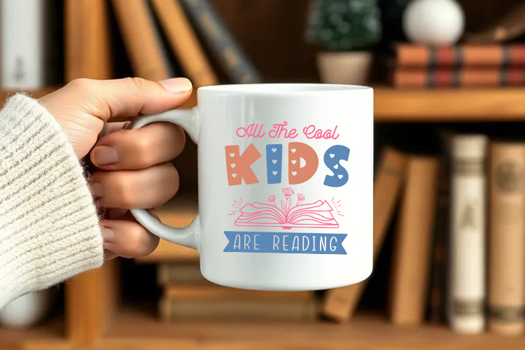All the Cool Kids are Reading - Book Lover SVG File Mug Mockup Image.jpg