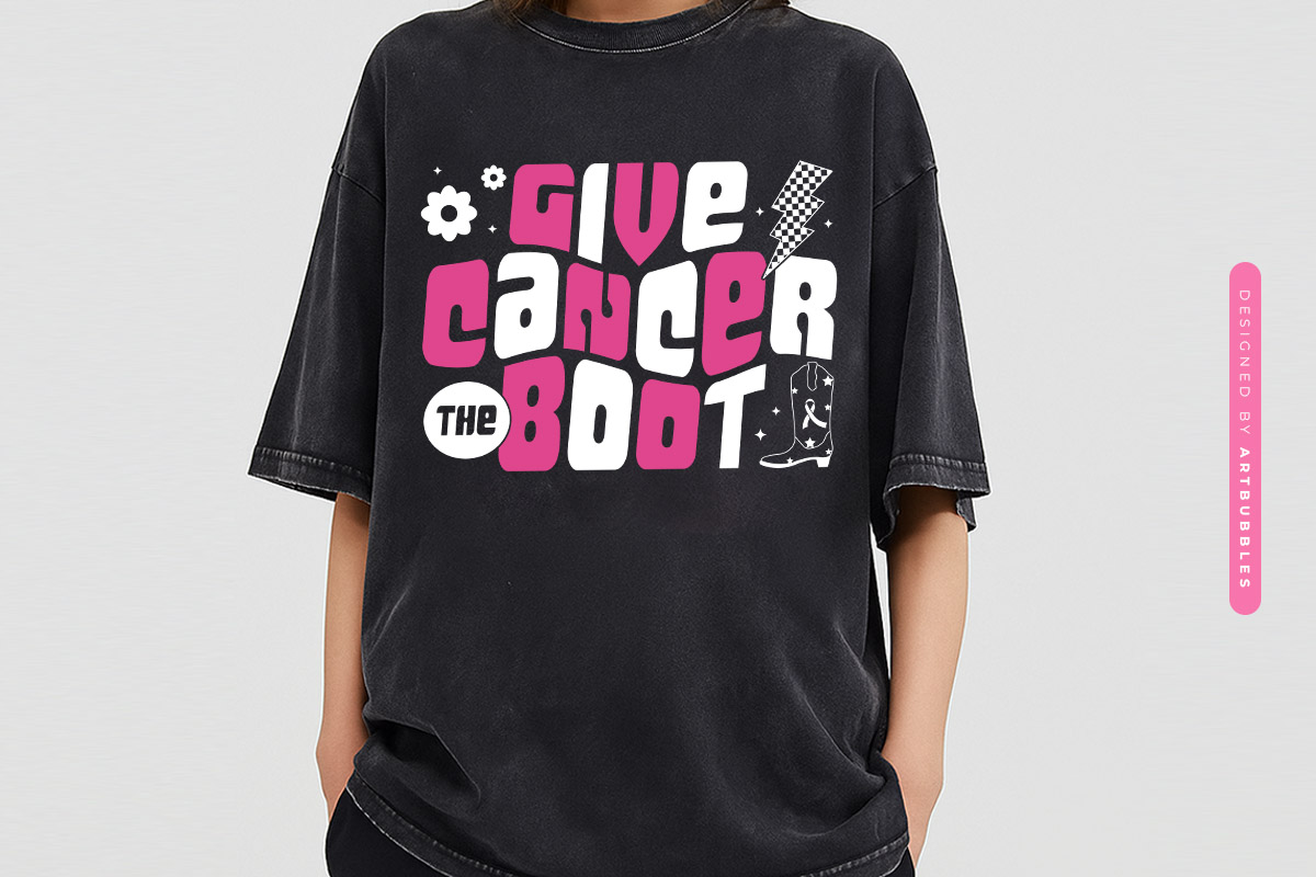 Give Cancer the Boot Retro SVG Cut File Tshirt Mockup Image.jpg
