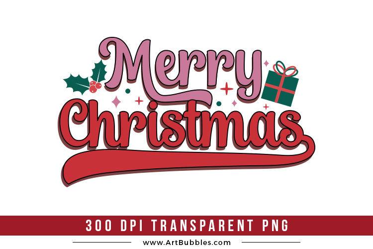 Retro Merry Christmas Sublimation Design