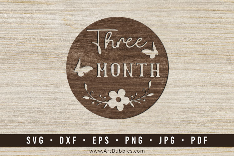 Three Month Baby Milestone Cards Laser Cut