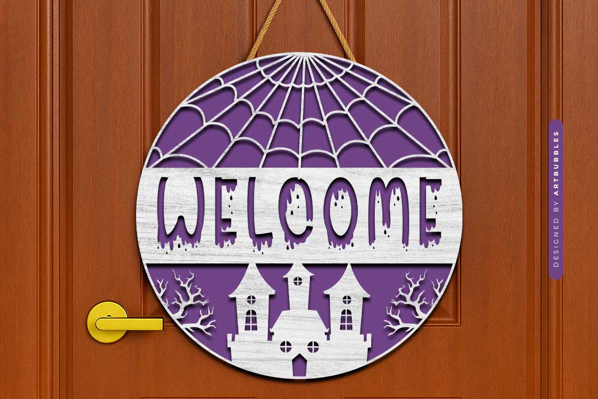 Welcome - Spooky House Halloween Door Hanger SVG Image 3.jpg