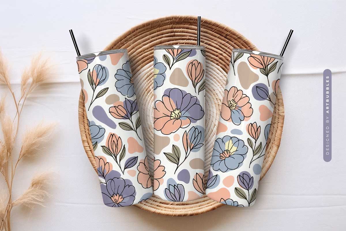 Boho Blob Flower Line 20oz Sublimation Tumbler Image 3.jpg