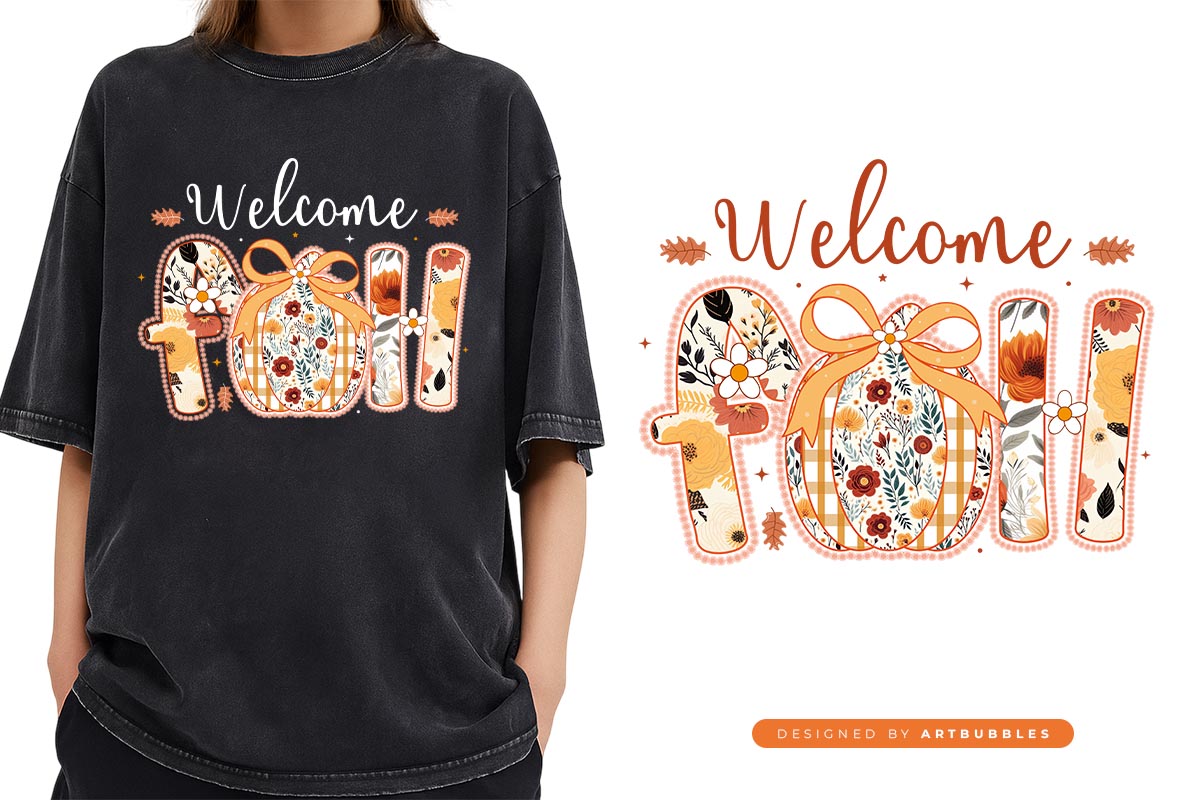 Preppy Floral Welcome Fall Sublimation Design