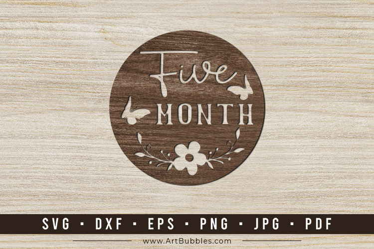 Five Month Baby Milestone Cards SVG Paper Cut