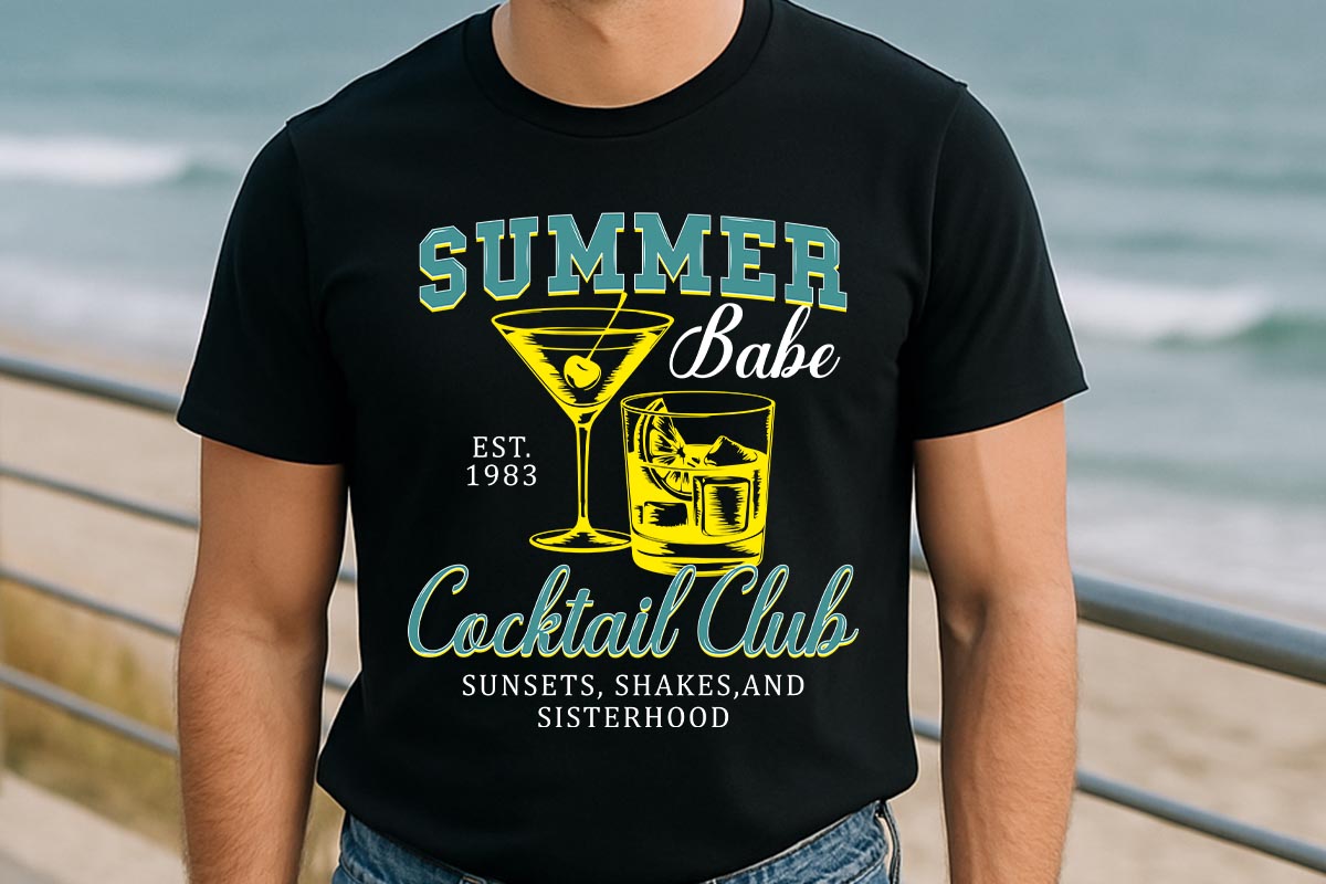 Summer Babe Cocktail Club Sublimation PNG Shirt Mockup Image.jpg