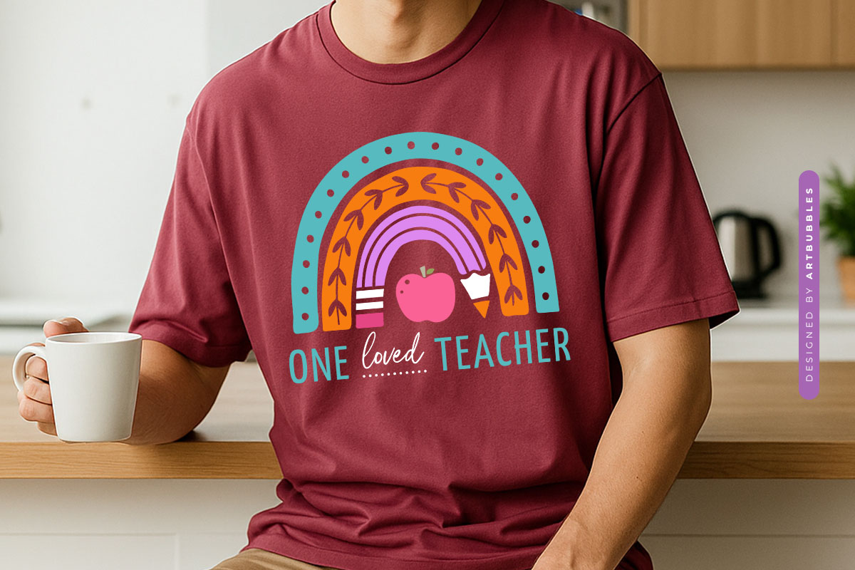 One Loved Teacher Flower SVG Cut File Shirt Mockup Image.jpg