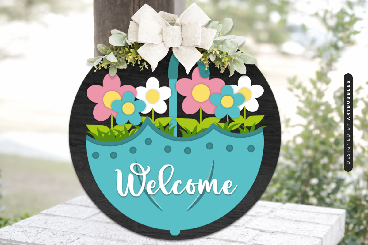 Floral Umbrella Welcome Door Sign SVG Image.jpg