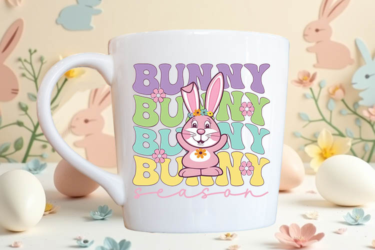 Bunny Season - Retro Easter PNG Sublimation Mug Mockup Image.jpg